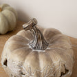 LED White &amp; Grey Leaf Pattern Pumpkin Ornament - 23cm x 20cm