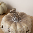 LED White &amp; Grey Leaf Pattern Pumpkin Ornament - 23cm x 20cm