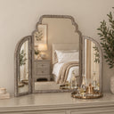 Light Ash Wood Arched Dressing Table Mirror