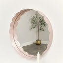 Light Pink Scallop Framed Round Mirror - 50cm x 50cm