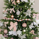 Light Pink &amp; White Glitter Bauble Ball Garland - 180cm (1.8m / 70.8')