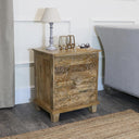 Mango Wood 2 Drawer Bedside Table