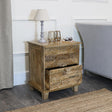 Mango Wood 2 Drawer Bedside Table