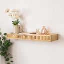 Mango Wood Fluted Wooden Wall Shelf - 70cm