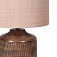 Mango Wood Ridged Table Lamp with Jute Shade