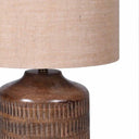 Mango Wood Ridged Table Lamp with Jute Shade