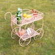 Pink Round Garden Bar Cart Drinks Trolley Style Plant Stand