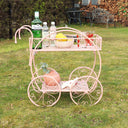 Pink Round Garden Bar Cart Drinks Trolley Style Plant Stand