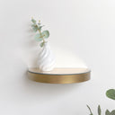 Curved Champagne With Gold Edge Mirrored Floating Wall Shelf