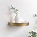 Curved Champagne With Gold Edge Mirrored Floating Wall Shelf