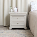 Large Taupe-Grey Two Drawer Bedside Table - Daventry Taupe-Grey Range