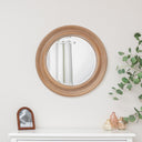 Round Rustic Pale Brown Wood Effect Wall Mirror 65cm x 65cm