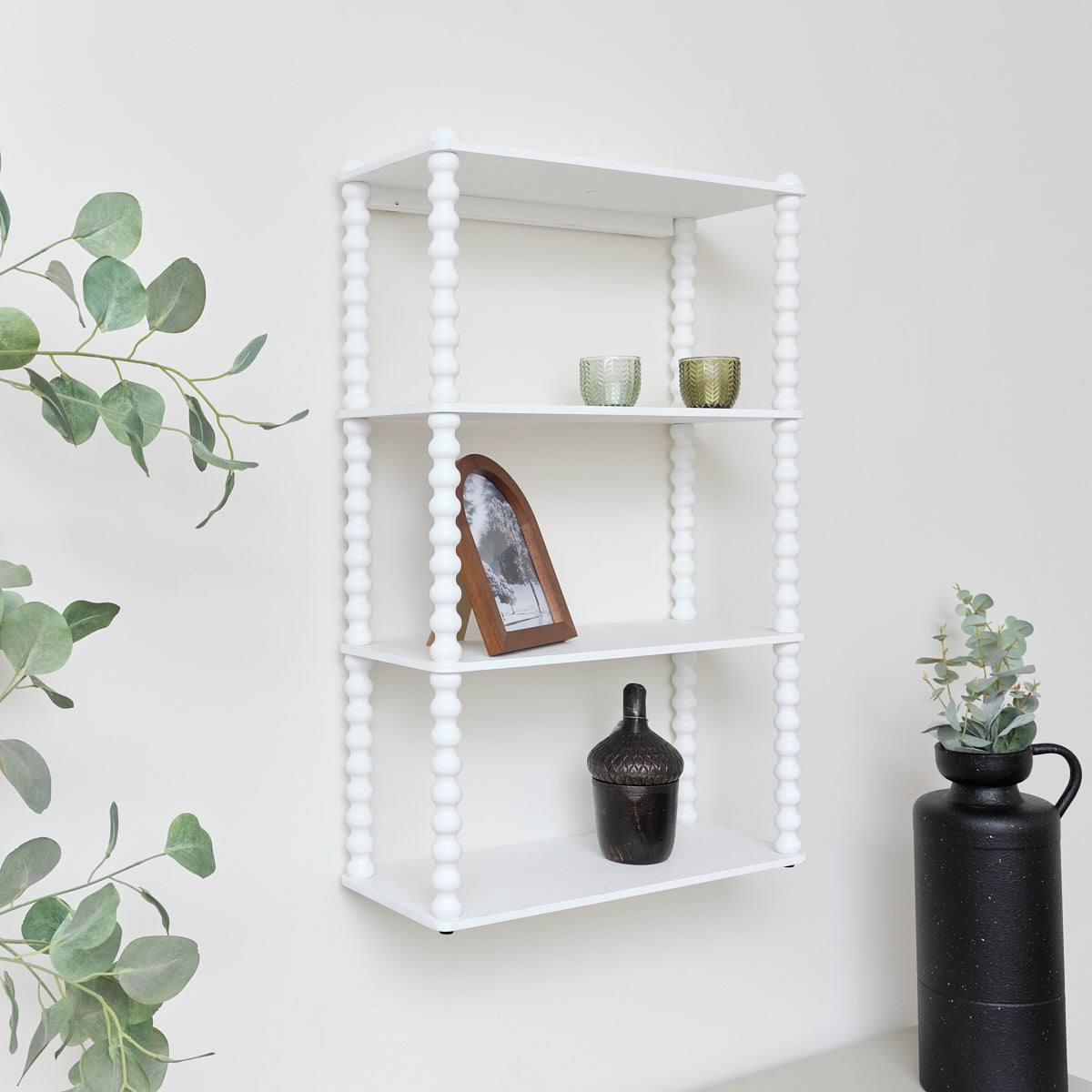 White Wooden Bobble Framed 3 Tier Shelf – Melody Maison Ltd