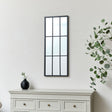 Large Matt Black Window Wall Mirror 94cm x 38cm