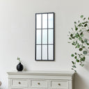 Large Matt Black Window Wall Mirror 94cm x 38cm