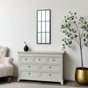 Large Matt Black Window Wall Mirror 94cm x 38cm