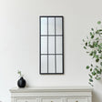 Large Matt Black Window Wall Mirror 94cm x 38cm