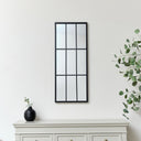Large Matt Black Window Wall Mirror 94cm x 38cm