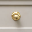 Shiny Gold Round Scalloped Drawer Knob With Scallop Detailed Base