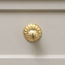 Shiny Gold Round Scalloped Drawer Knob With Scallop Detailed Base