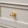 Shiny Gold Round Scalloped Drawer Knob With Scallop Detailed Base