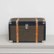 Medium Black & Orange Wood Trim Storage Box / Trunk