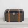 Medium Black & Orange Wood Trim Storage Box / Trunk