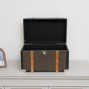 Medium Black &amp; Orange Wood Trim Storage Box / Trunk