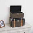 Medium Black &amp; Orange Wood Trim Storage Box / Trunk