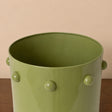 Medium Olive Green Bobbled Metal Planter Pot - 18.5cm x 22cm