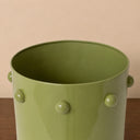 Medium Olive Green Bobbled Metal Planter Pot - 18.5cm x 22cm