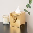 Metallic Gold Metal Bow Tissue Box