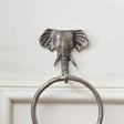 Metallic Silver Elephant Towel Ring
