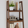 Mid-Century Style 4 Tier Dark Wood Ladder Shelf - 178cm