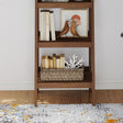 Mid-Century Style 4 Tier Dark Wood Ladder Shelf - 178cm