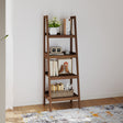 Mid-Century Style 4 Tier Dark Wood Ladder Shelf - 178cm