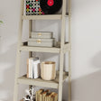 Mid-Century Style 4 Tier Painted Wooden Ladder Shelf - 178cm