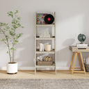 Mid-Century Style 4 Tier Painted Wooden Ladder Shelf - 178cm