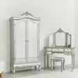 Silver Mirrored Double Wardrobe & Large Dressing Table Set - Tiffany Range