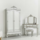 Silver Mirrored Double Wardrobe & Large Dressing Table Set - Tiffany Range