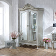 Silver Mirrored Wardrobe &amp; Large Sideboard - Tiffany Range