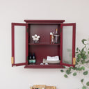 Mulberry Red Reeded Glass Wall Cabinet