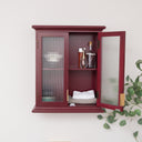 Mulberry Red Reeded Glass Wall Cabinet