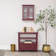 Mulberry Red Reeded Glass Wall Cabinet