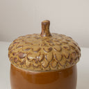 Natural Brown Ceramic Acorn Decorative Lidded Jar