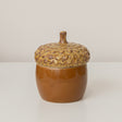 Natural Brown Ceramic Acorn Decorative Lidded Jar