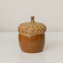 Natural Brown Ceramic Acorn Decorative Lidded Jar