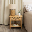 Natural Mango Wood Bohemian Bedside Table - Freya Wood Range