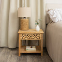 Natural Mango Wood Bohemian Bedside Table - Freya Wood Range