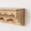 Natural Mango Wood Scalloped Edge Coat Peg Rail Hooks with Shelf - 100cm